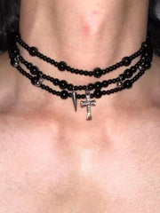 Dark Original Heavy Cross Gothic Necklace Black Halloween