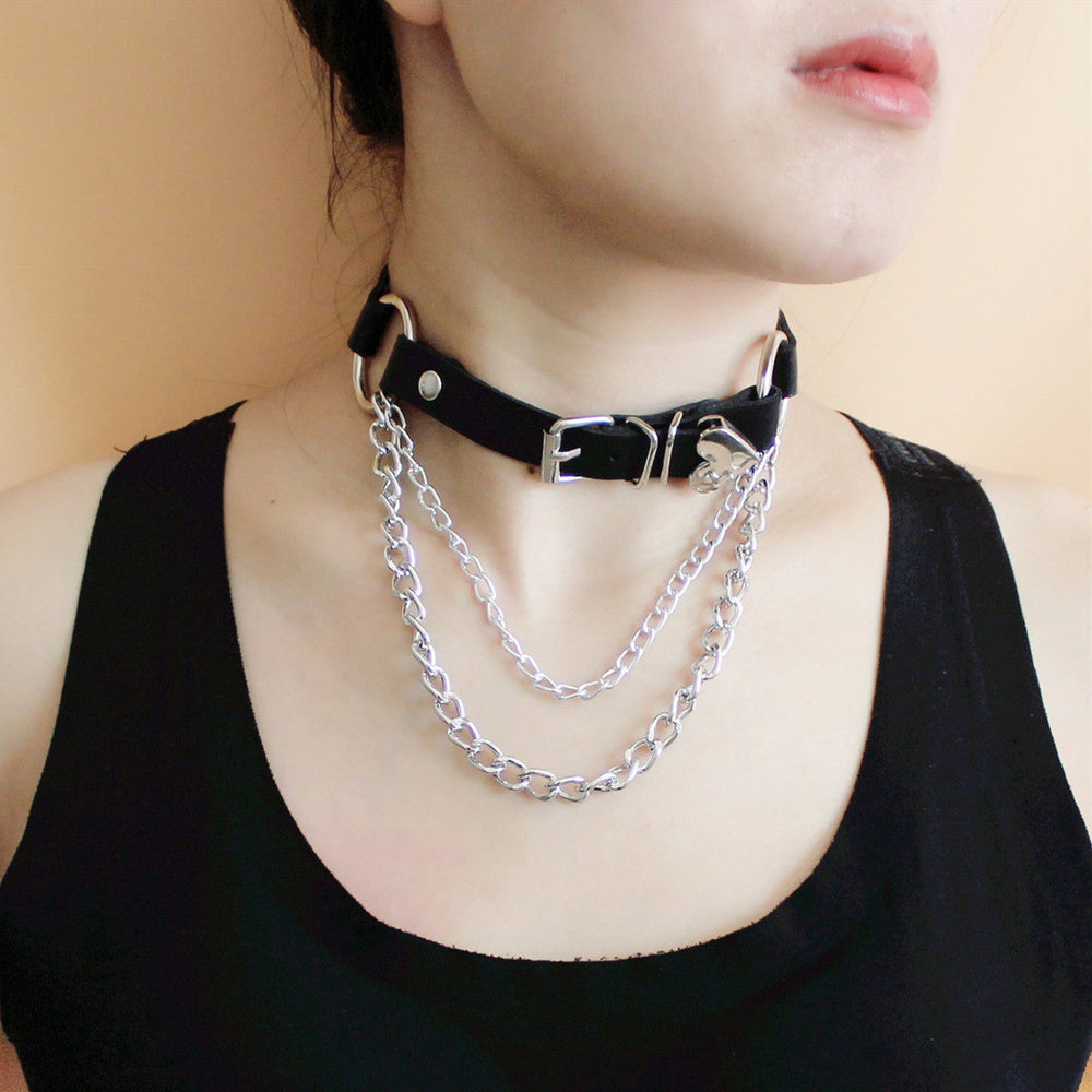 Punk Gothic Pu Leather Irregular Choker Necklace Halloween