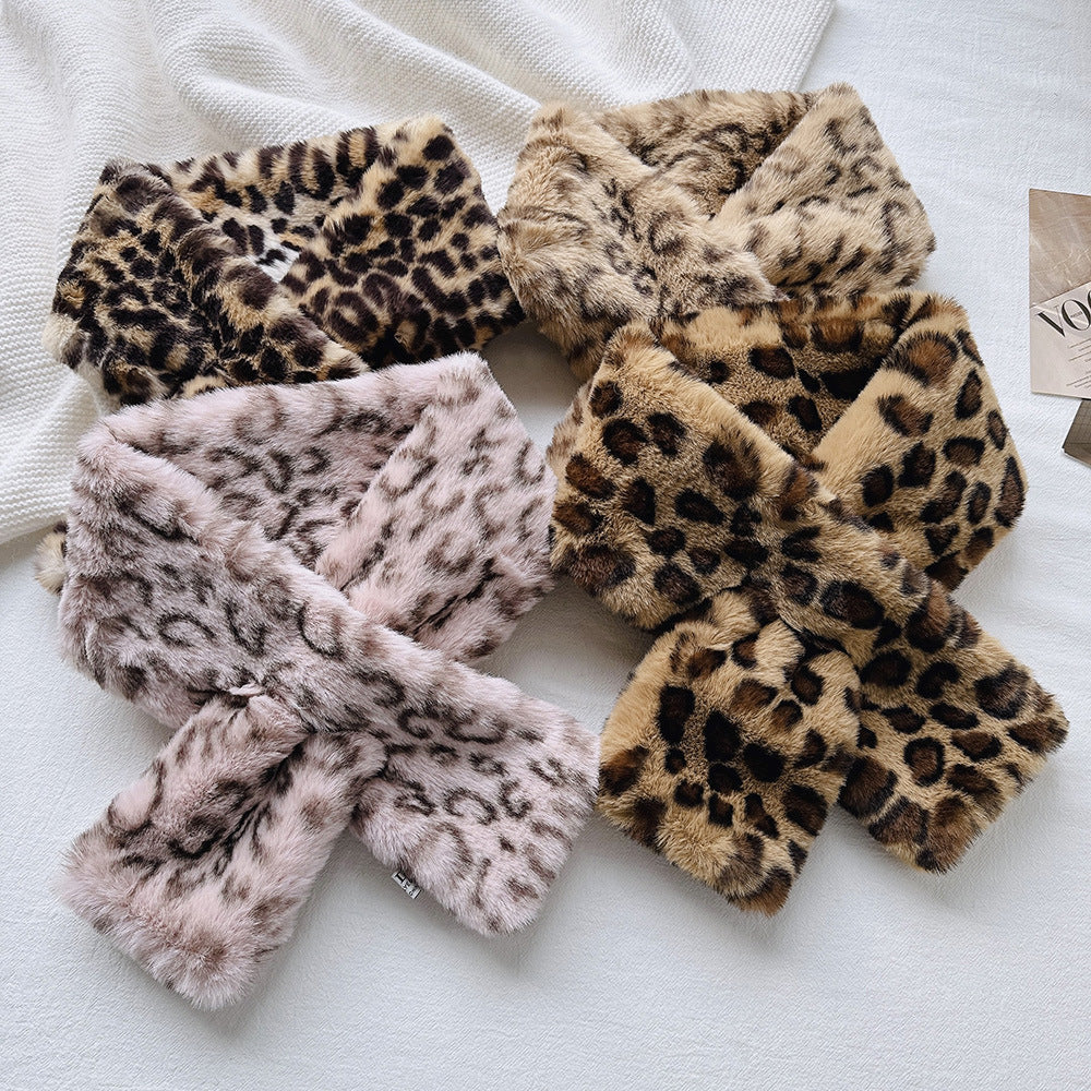 Leopard Print Faux Fur Alt-Culture Warm Scarf Main image