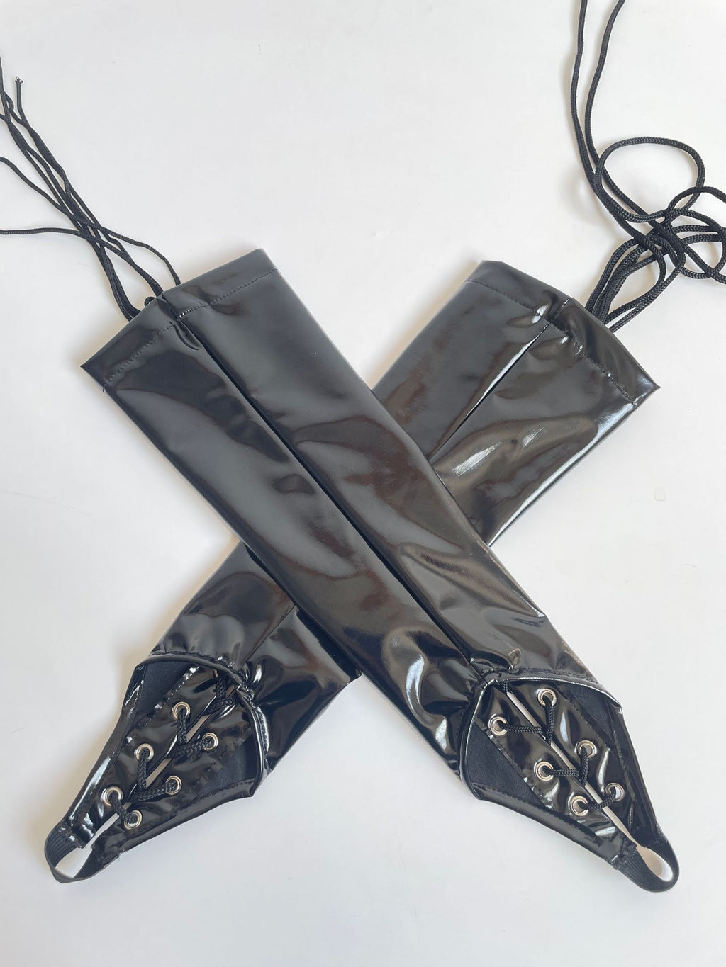Glossy Lace Up Long Gloves