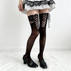 Lace Up Thigh High Socks