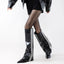 Striped Faux Leather Leg Warmer Socks