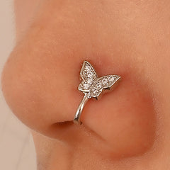 Retro Zircon Butterfly U-Shape Nose Studs