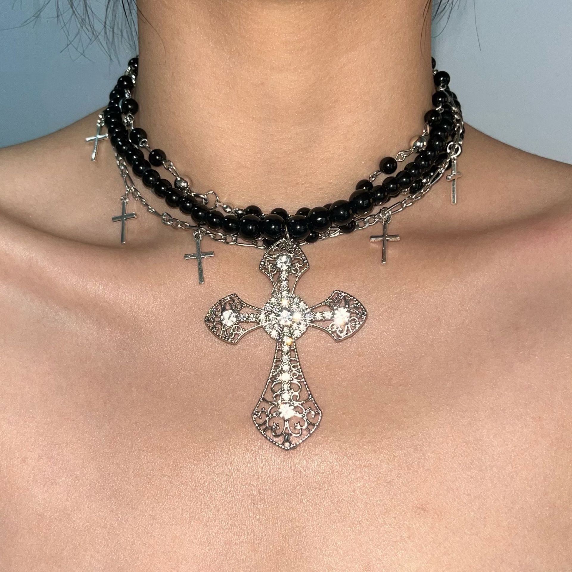 Original Sweet Cool Cross Layered Necklace Halloween Main image