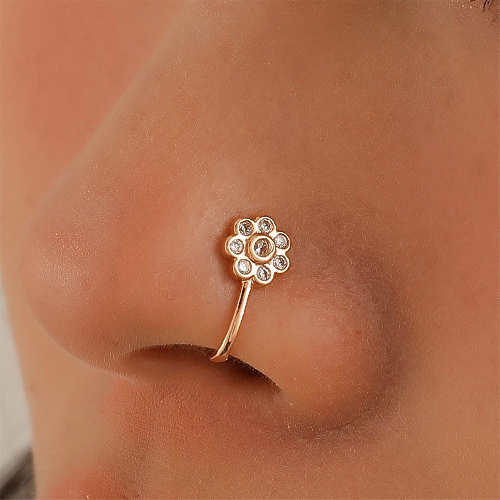 Floral Zircon U-Shape Nose Studs