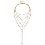 Multi-Layer High Gloss Baroque Heart Pearl Necklace Gold Halloween