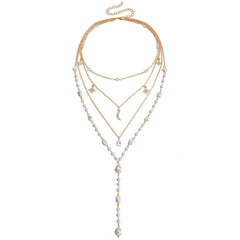 Multi-Layer High Gloss Baroque Heart Pearl Necklace Gold Halloween