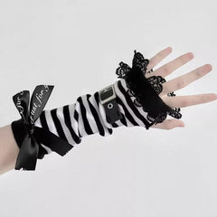 Striped Gothic Kawaii Arm Warmers