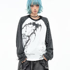 Graphic Striped Sleeve Long Sleeve Top