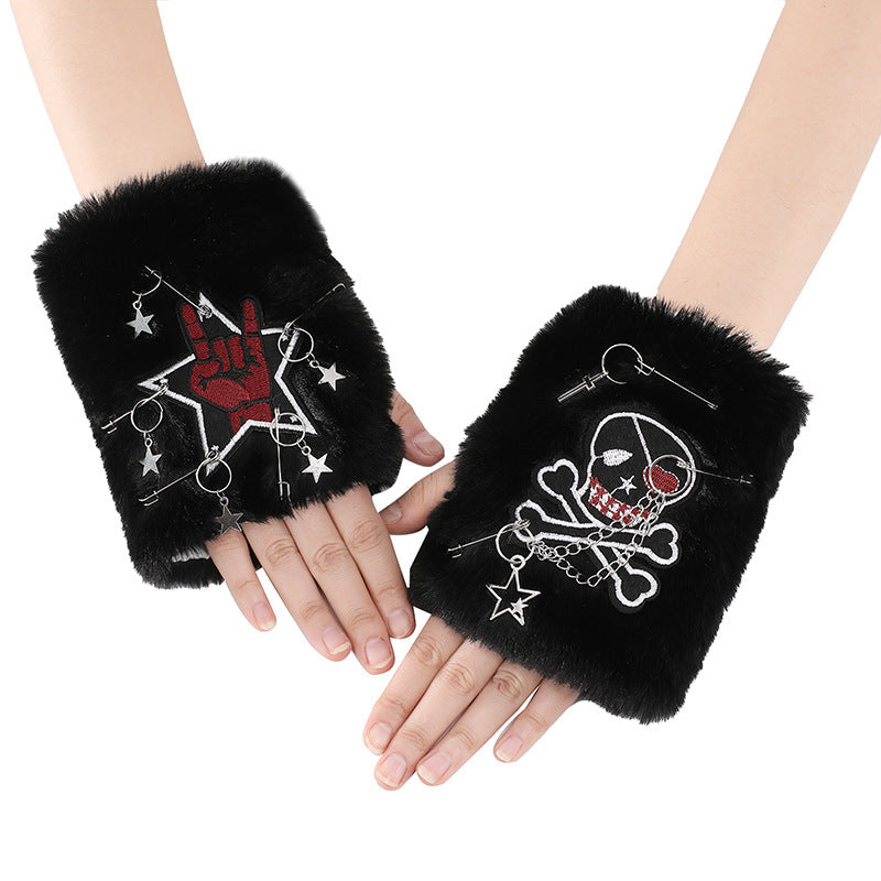 Y2K Millennial Hot Girl Subculture Cross Fingerless Strapped Gloves Main image