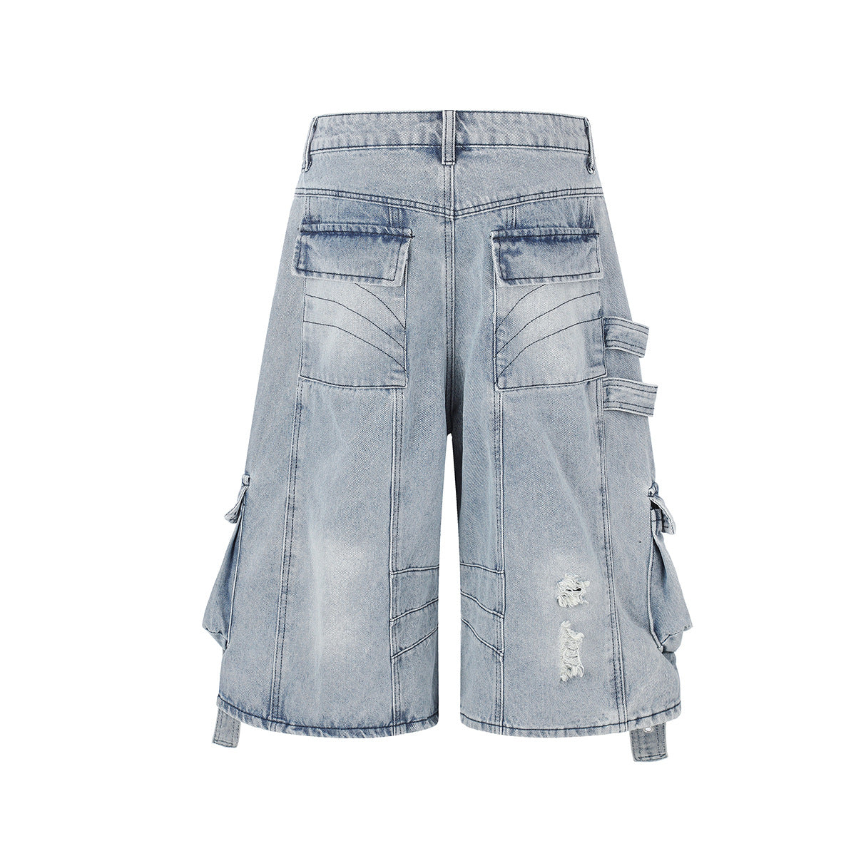 Multi-Pocket Denim Bermuda Shorts