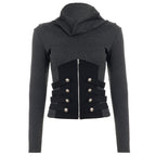 itted Ribbed Zip Detail Crop Top