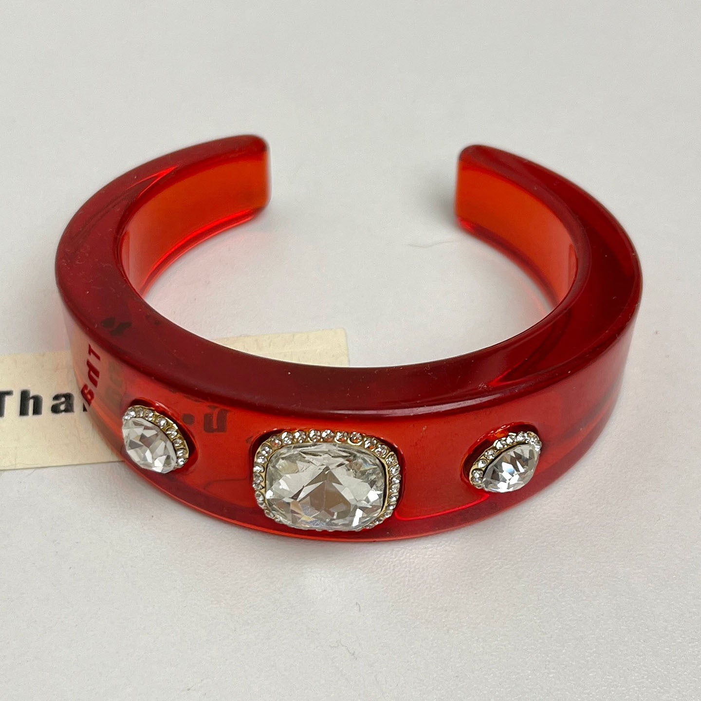 Rhinestone Resin Round Open Bracelet