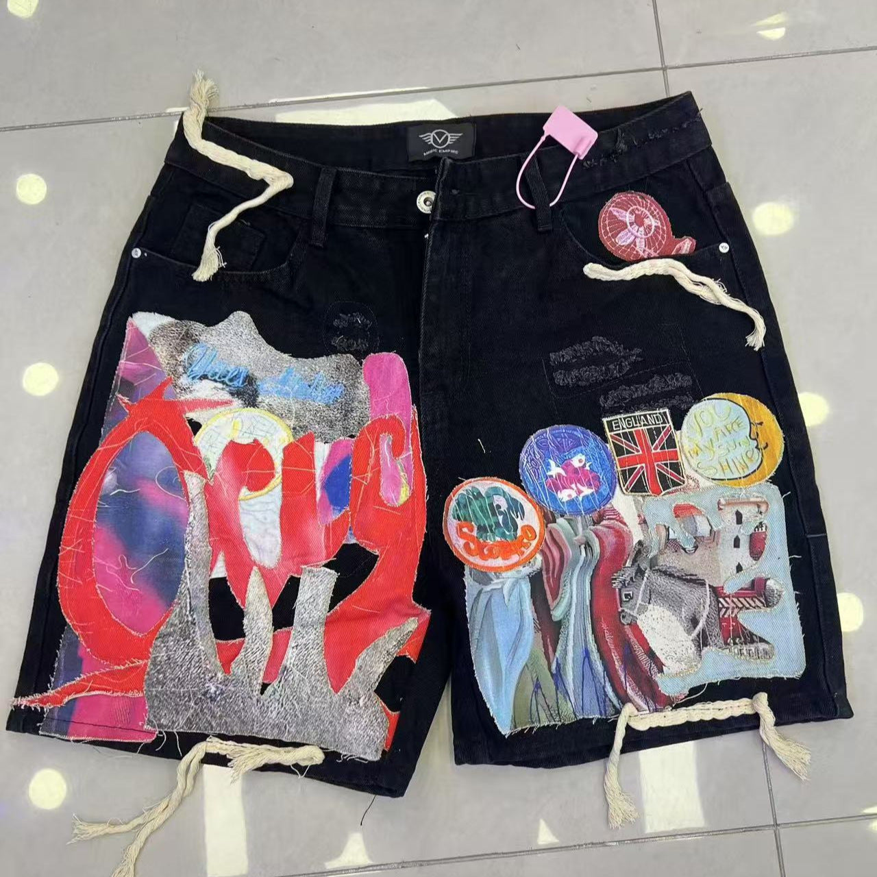 Patchwork Print Trendy Must-Have Denim Shorts Secondary image