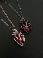 Gothic Hollow Heart Glass Pendant Necklace