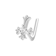 S925 Silver Zircon L-Bar Nose Studs