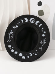 Gothic Hand-painted Moon Wool Felt Hat