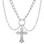 Ins Alloy Vintage Diamond Cross Pendant Necklace Silver Halloween
