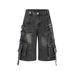 Multi-Pocket Denim Bermuda Shorts