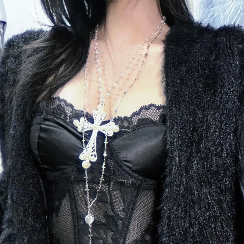 Gothic Punk Double-layer Cross Sweet Cool Necklace Secondary image