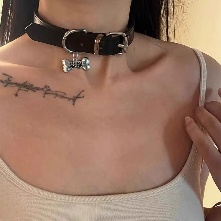 Dark Aesthetic Sexy Dog Bone Choker Necklace Secondary image