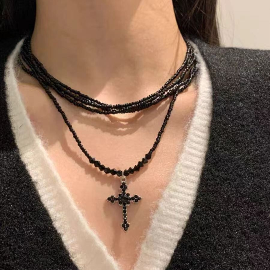 Dark Princess Cross Layered Sweet Cool Punk Beaded Personality Necklace Halloween Main image