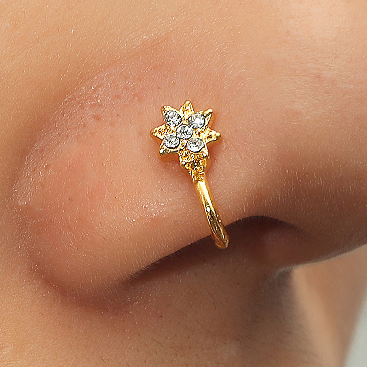 Zircon Leaf Heart U-Shape Nose Studs Main image
