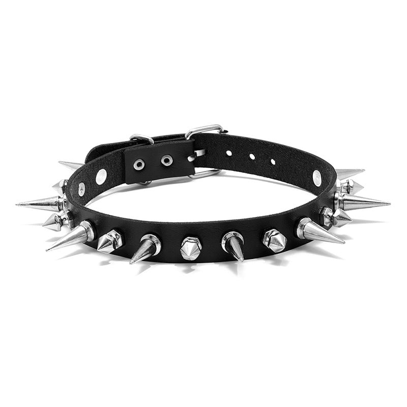 Harajuku Style Black Punk Rock Leather Necklace Black Halloween