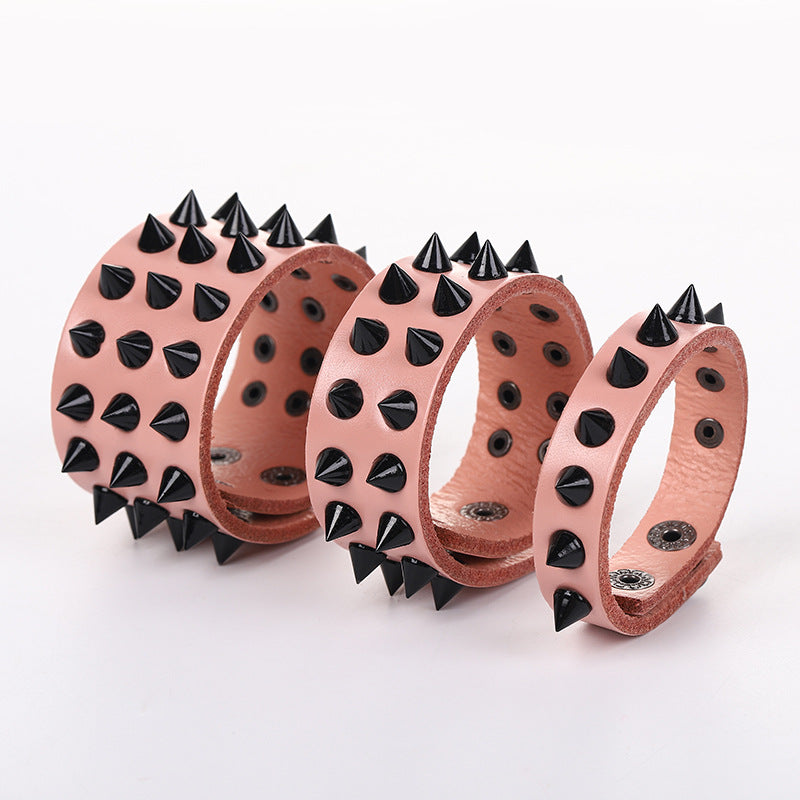 Punk Exaggerated Rivet Leather Bracelet