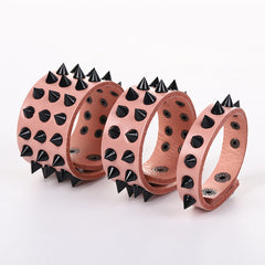 Punk Exaggerated Rivet Leather Bracelet