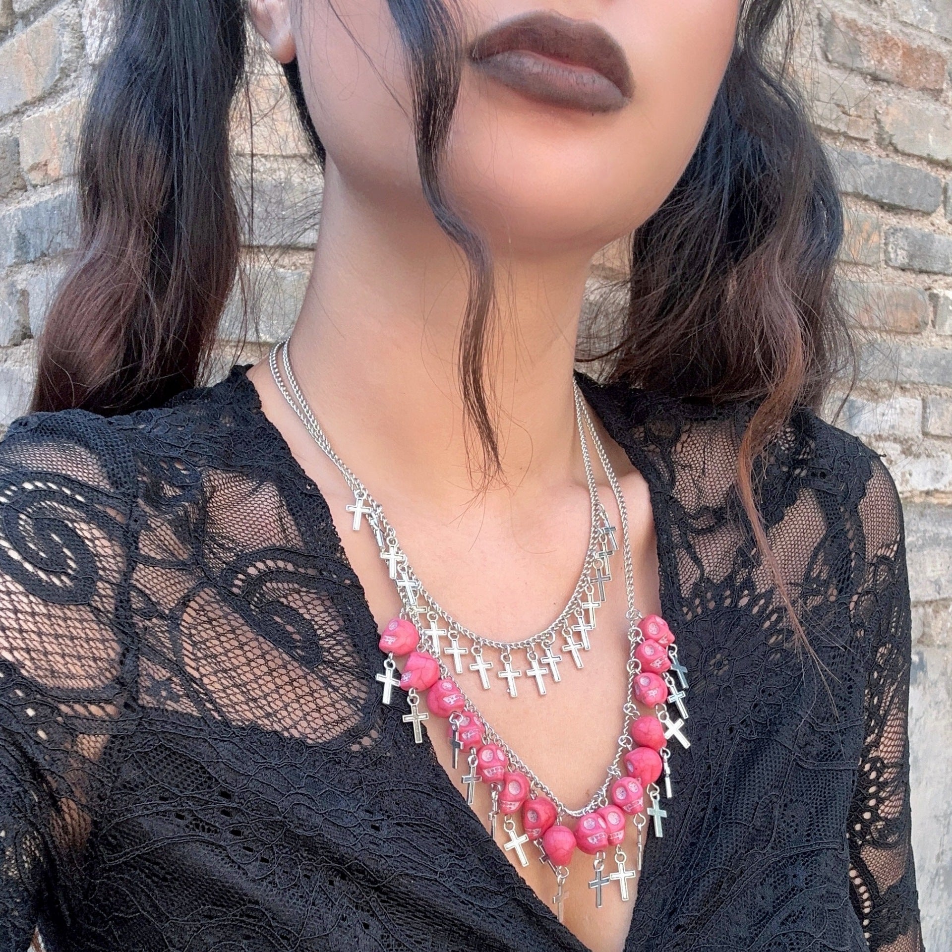 Halloween Cross Tassel Skull Fashion Punk Exaggerated Layered Necklace Secondary image