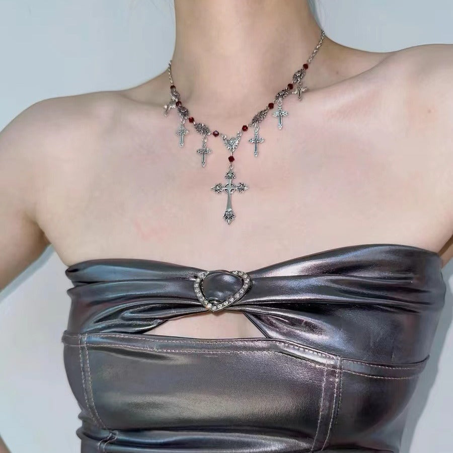 Cross Pendant Dark Gothic Hip-Hop Sweet Cool Necklace Halloween