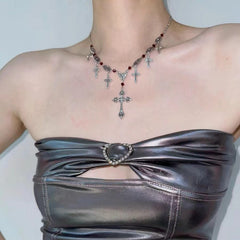 Cross Pendant Dark Gothic Hip-Hop Sweet Cool Necklace Halloween