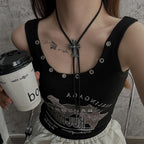 Punk Cross Black Rope Leather Woven Necklace Halloween