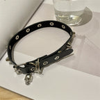 Punk Gothic Dark Skull Pendant Y2K Hot Girl Choker Necklace Black Halloween