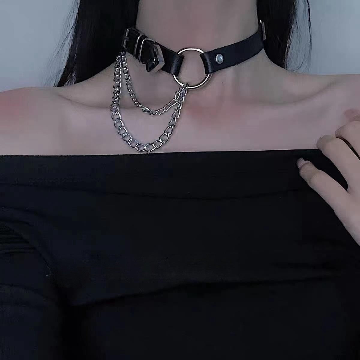 Punk Gothic Pu Leather Irregular Choker Necklace Halloween Main image