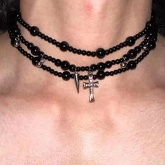 Dark Original Heavy Cross Gothic Necklace Halloween