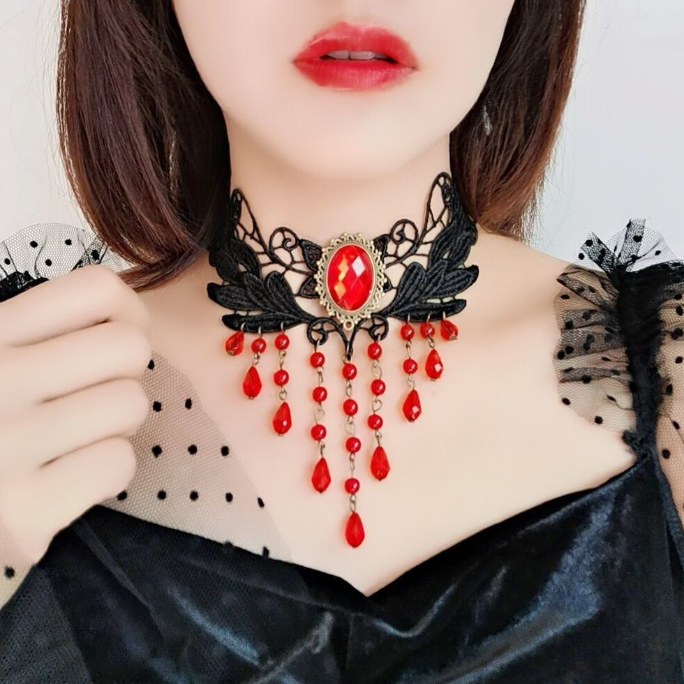 Gothic Lace Choker Necklace Black Punk Minimalist Necklace Secondary image
