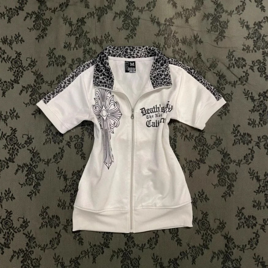 Y2K Patchwork Leopard Slim T-shirt Main image