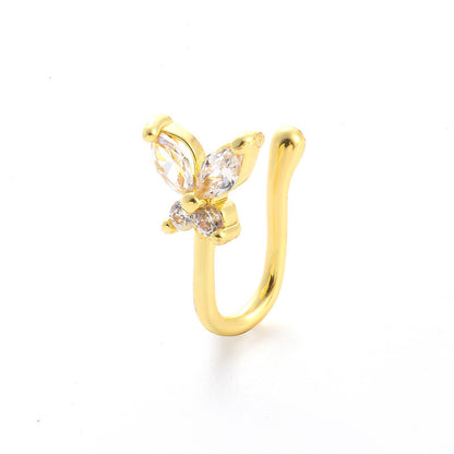 Vintage Zircon Butterfly U-Shape Nose Studs
