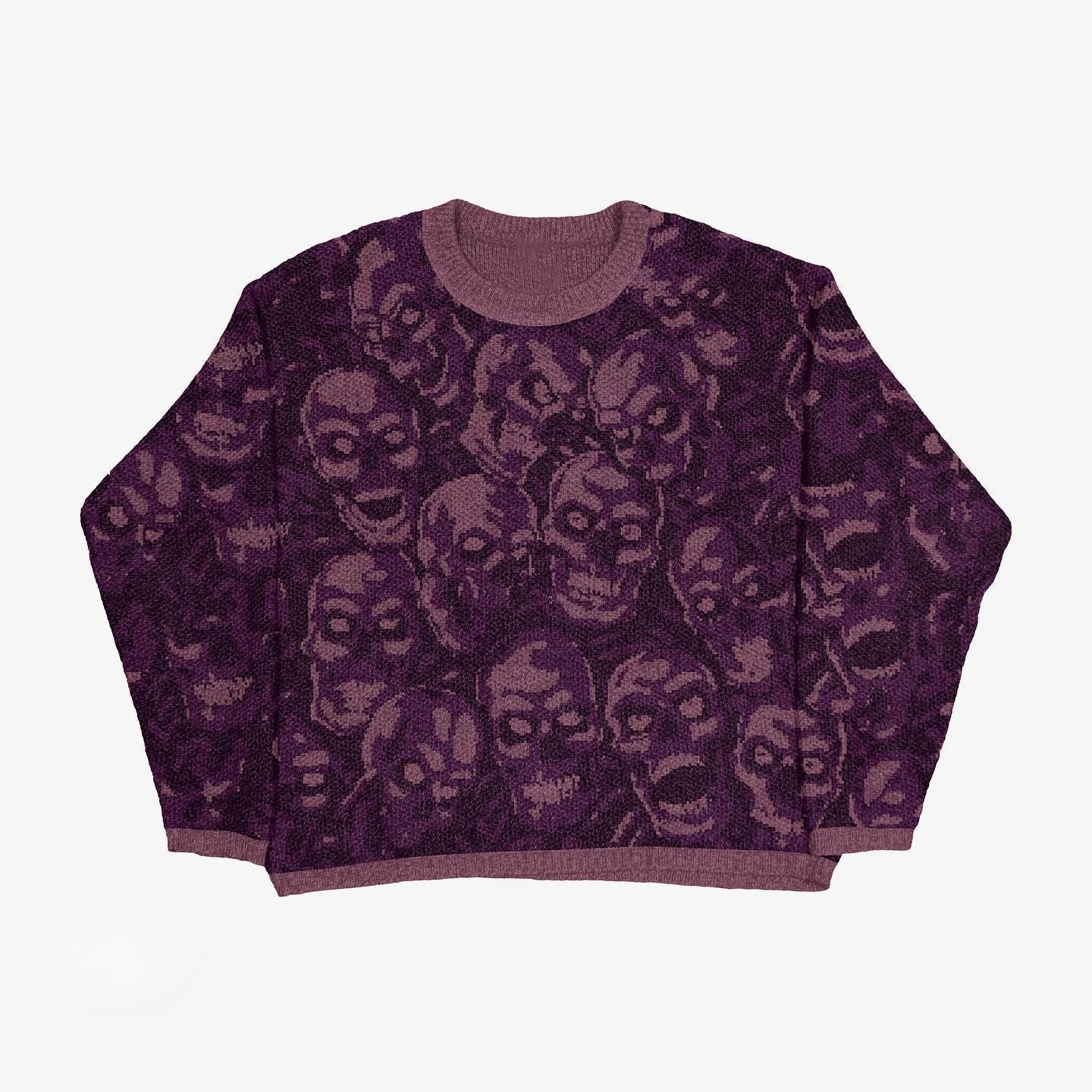 Grunge Skull Printed Relaxed-Fit Knit Sweater Main image