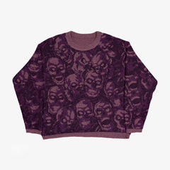 Grunge Skull Printed Relaxed-Fit Knit Sweater