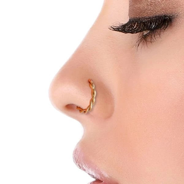 14K Gold Plated Twisted Nose Studs Secondary image