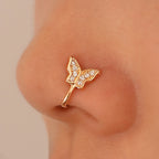 Retro Zircon Butterfly U-Shape Nose Studs
