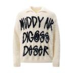 Color Block Letter Slouchy Knit Sweater