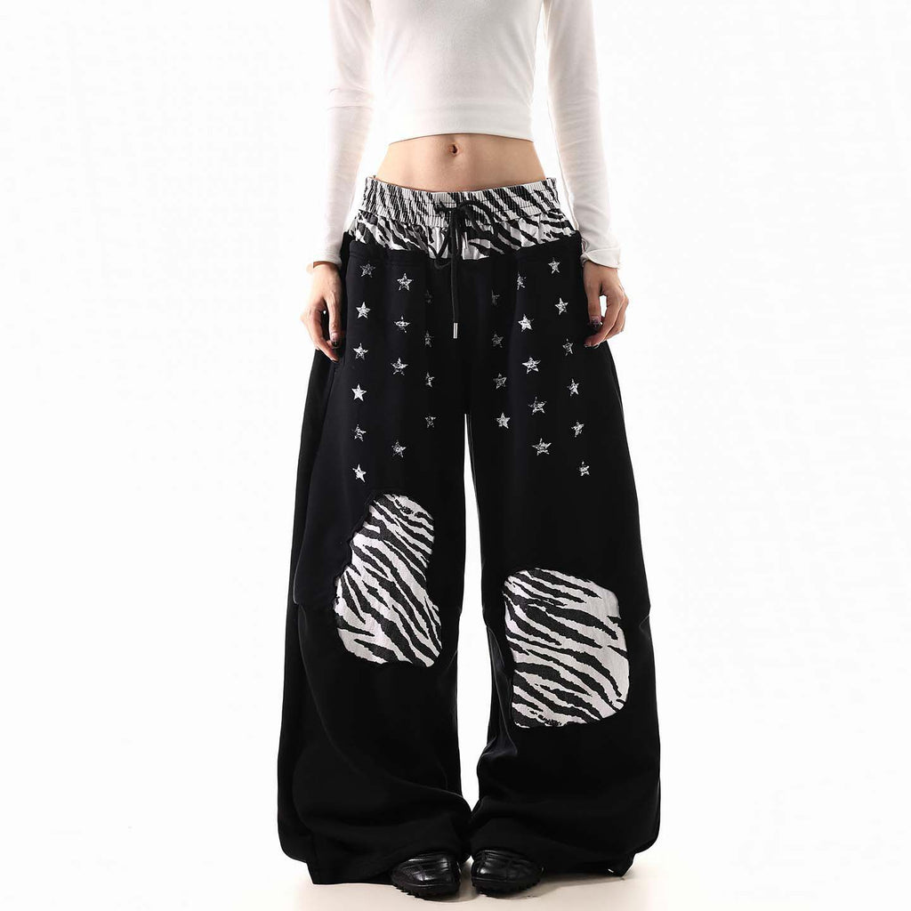 Leopard Double Waist Wide Leg Pants