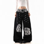 Leopard Double Waist Wide Leg Pants
