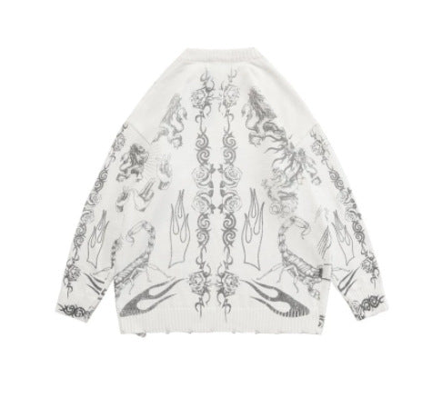 Harajuku Y2K Skull V-Neck Knit Sweater Secondary image
