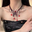 Y2K Heavy Dark Red Spider Tassel Necklace