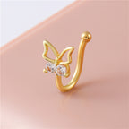 Vintage Zircon Butterfly U-Shape Nose Studs
